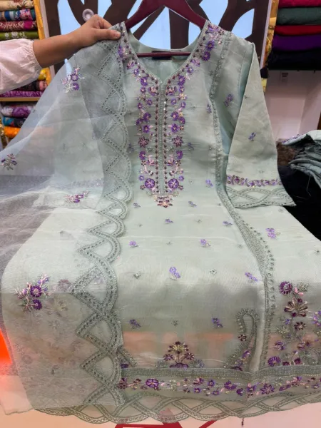 Premium Quata Party Dress – Embroidery & Sequence Work